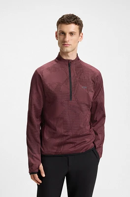 Active zip-neck sweatshirt jacquard stretch fabric