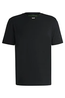 Stretch-cotton T-shirt with logo collar