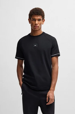 Stretch-cotton T-shirt with logo badge