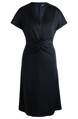 V-neck dress with gathered waistband