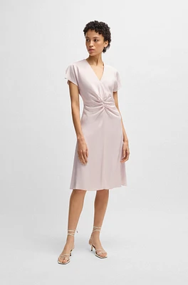 V-neck dress with gathered waistband