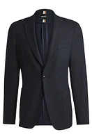 BOSS - Slim-fit blazer herringbone cotton Dark Blue