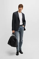 BOSS - Slim-fit blazer herringbone cotton Dark Blue