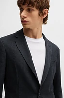 BOSS - Slim-fit blazer herringbone cotton Dark Blue