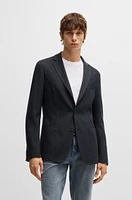 BOSS - Slim-fit blazer herringbone cotton Dark Blue