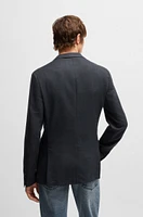 BOSS - Slim-fit blazer herringbone cotton Dark Blue