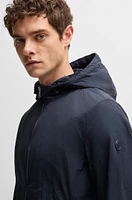 Water-repellent jacket crinkle fabric with adjustable hood