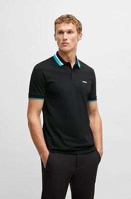 Paddy active polo shirt with contrast stripes