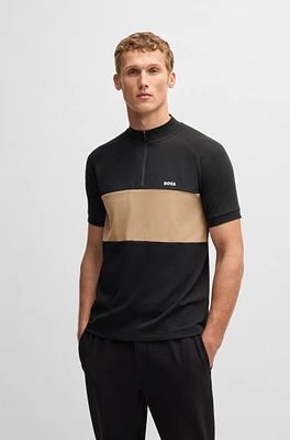 Active polo shirt with block stripe