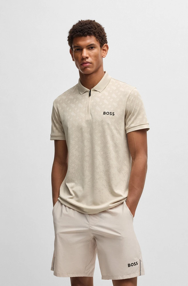 Active quick-dry polo shirt with gradient monogram jacquard