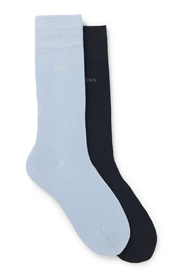 BOSS - Two-pack of regular-length socks with logo details - Light Blue