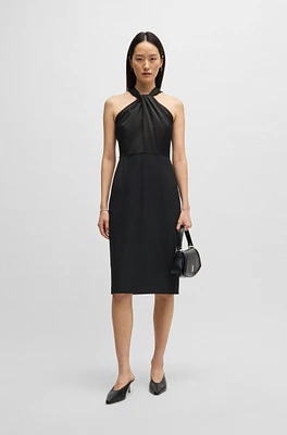 Twist-detail dress stretch fabric