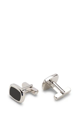 Brass cufflinks with black enamel insert