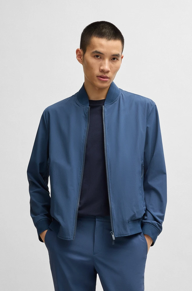 Slim-fit blouson jacket with knitted trims