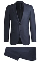 Slim-fit suit patterned wool and silk