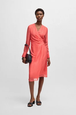 Wrap dress with sheer detailing