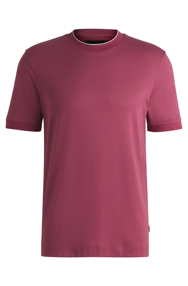 Cotton-silk T-shirt with stripe structure