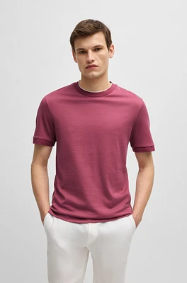 Cotton-silk T-shirt with stripe structure