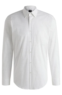 Regular-fit shirt geometric-printed stretch-cotton poplin