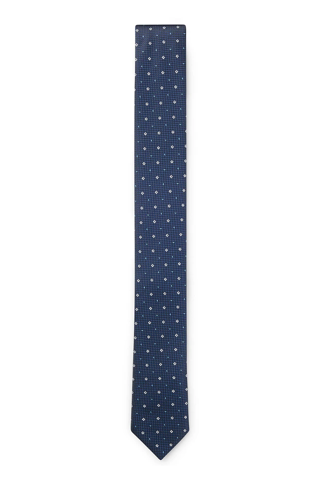 Silk-blend tie with jacquard-woven pattern