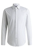 Regular-fit shirt printed stretch-cotton poplin