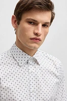 Regular-fit shirt printed stretch-cotton poplin