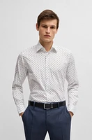 Regular-fit shirt printed stretch-cotton poplin