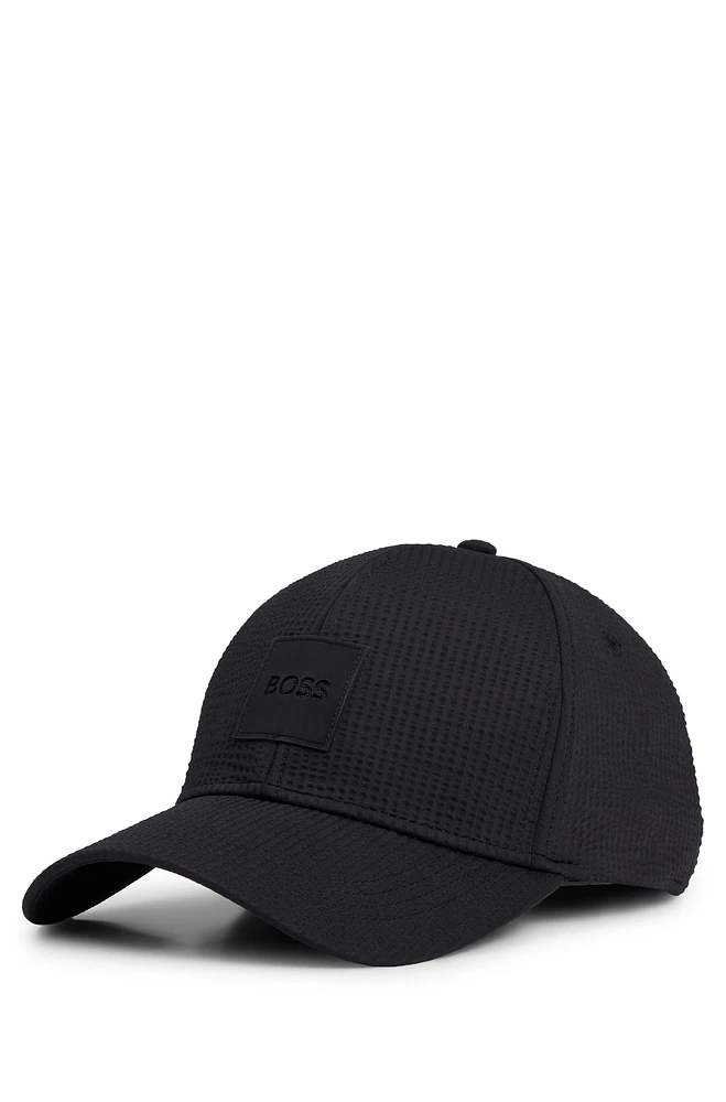 Seersucker cap with logo patch