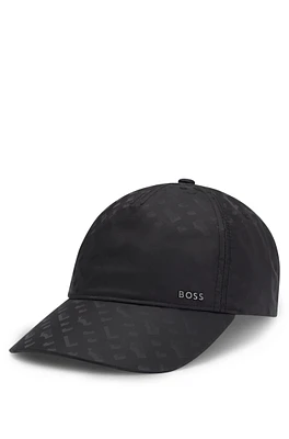 Monogram-jacquard cap in nylon with logo lettering