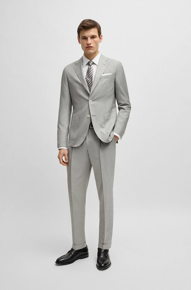Slim-fit suit micro-patterned wool and silk