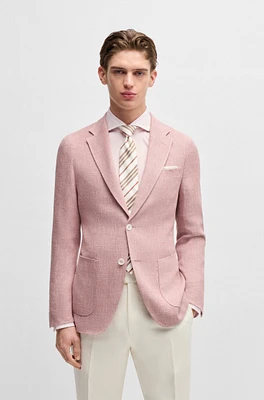 Slim-fit blazer linen, wool, silk and stretch