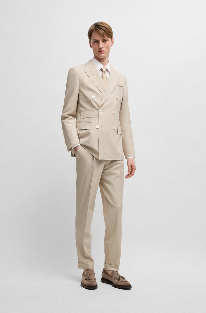 Slim-fit suit patterned wool and silk