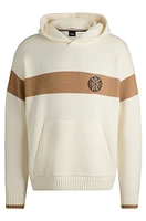 BOSS Ski virgin-wool hoodie with camel stripes