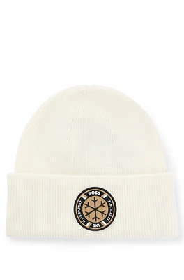 BOSS Ski virgin-wool beanie hat with logo badge