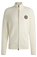 BOSS - Ski virgin-wool cardigan with two-way zip White