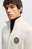 BOSS - Ski virgin-wool cardigan with two-way zip White