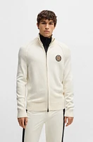 BOSS - Ski virgin-wool cardigan with two-way zip White