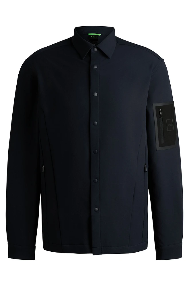 Relaxed-fit overshirt water-repellent stretch fabric