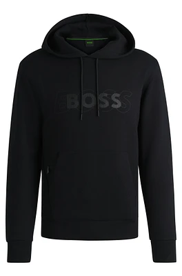 Stretch-cotton hoodie with layered logo