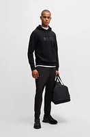 BOSS - Stretch-cotton hoodie with layered logo Black