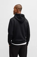 BOSS - Stretch-cotton hoodie with layered logo Black