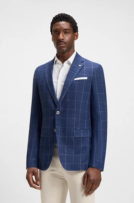 Slim-fit jacket a checked linen blend