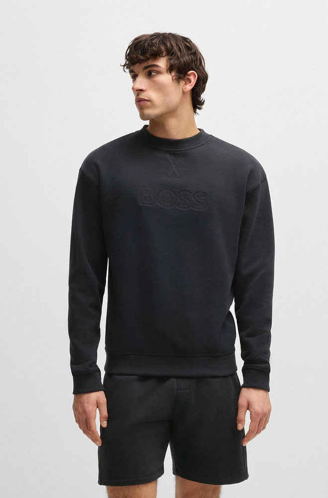 Relaxed-fit sweatshirt cotton terry with embroidered logo