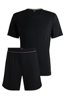 Stretch-jersey pajamas with overlock stitching