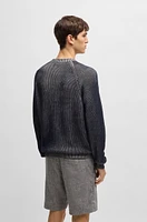 Cotton-linen sweater with striped knit