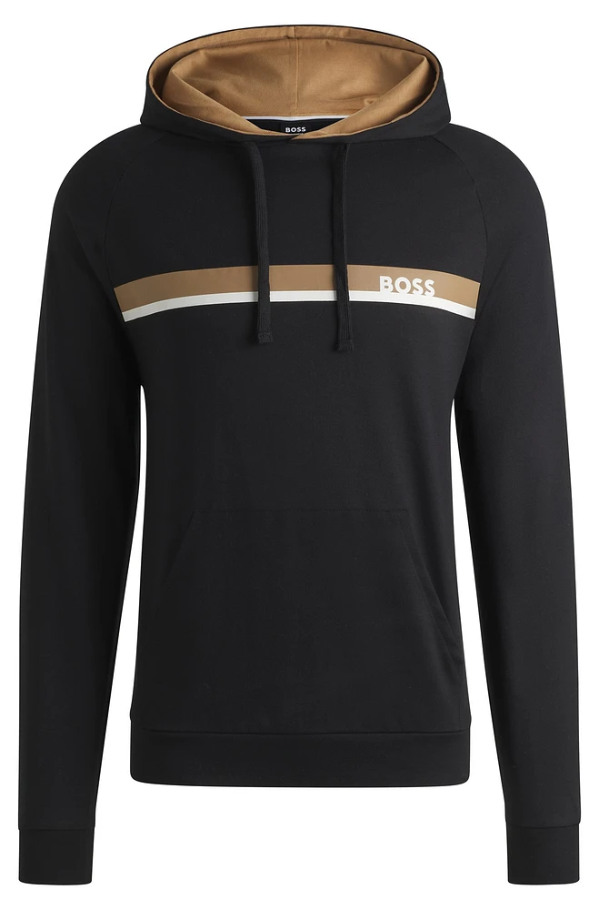 Cotton-terry hoodie with stripe print