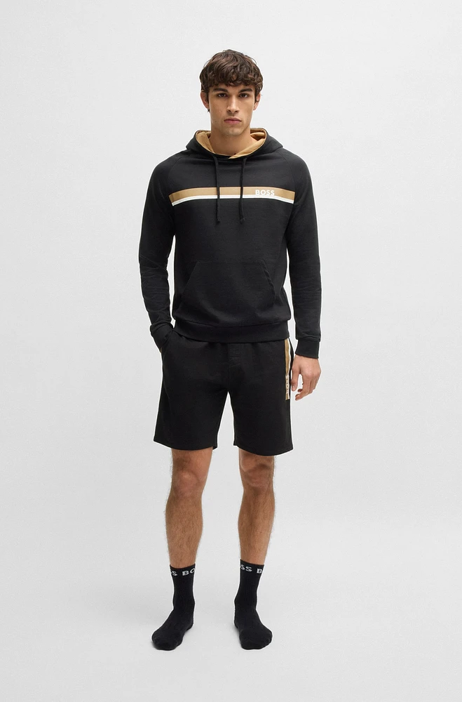 Cotton-terry hoodie with stripe print