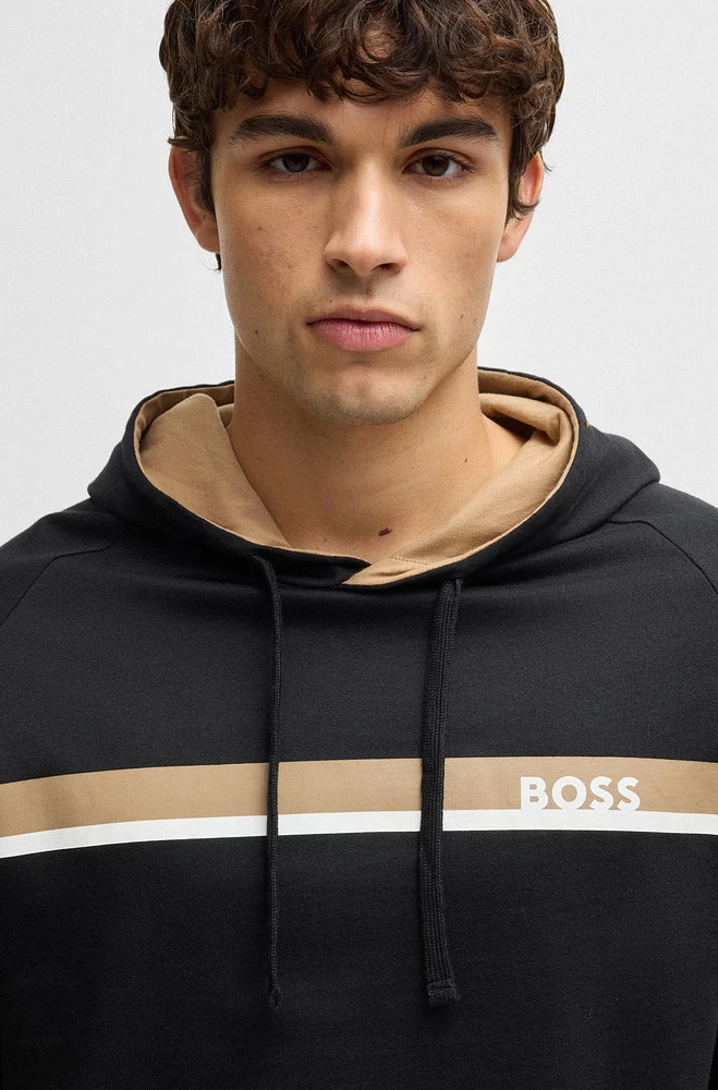 Cotton-terry hoodie with stripe print