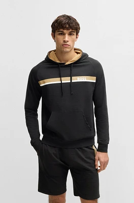 Cotton-terry hoodie with stripe print