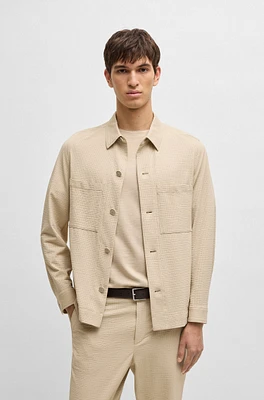 Relaxed-fit overshirt stretch seersucker